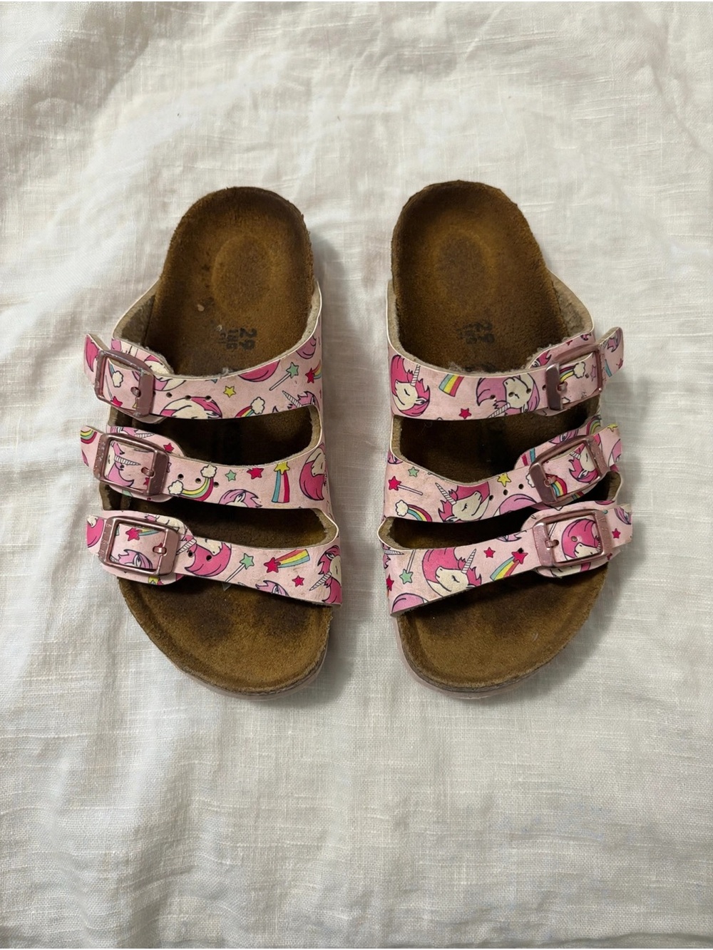 Birkenstock Kids Pink Unicorn Triple-Buckle Sandals